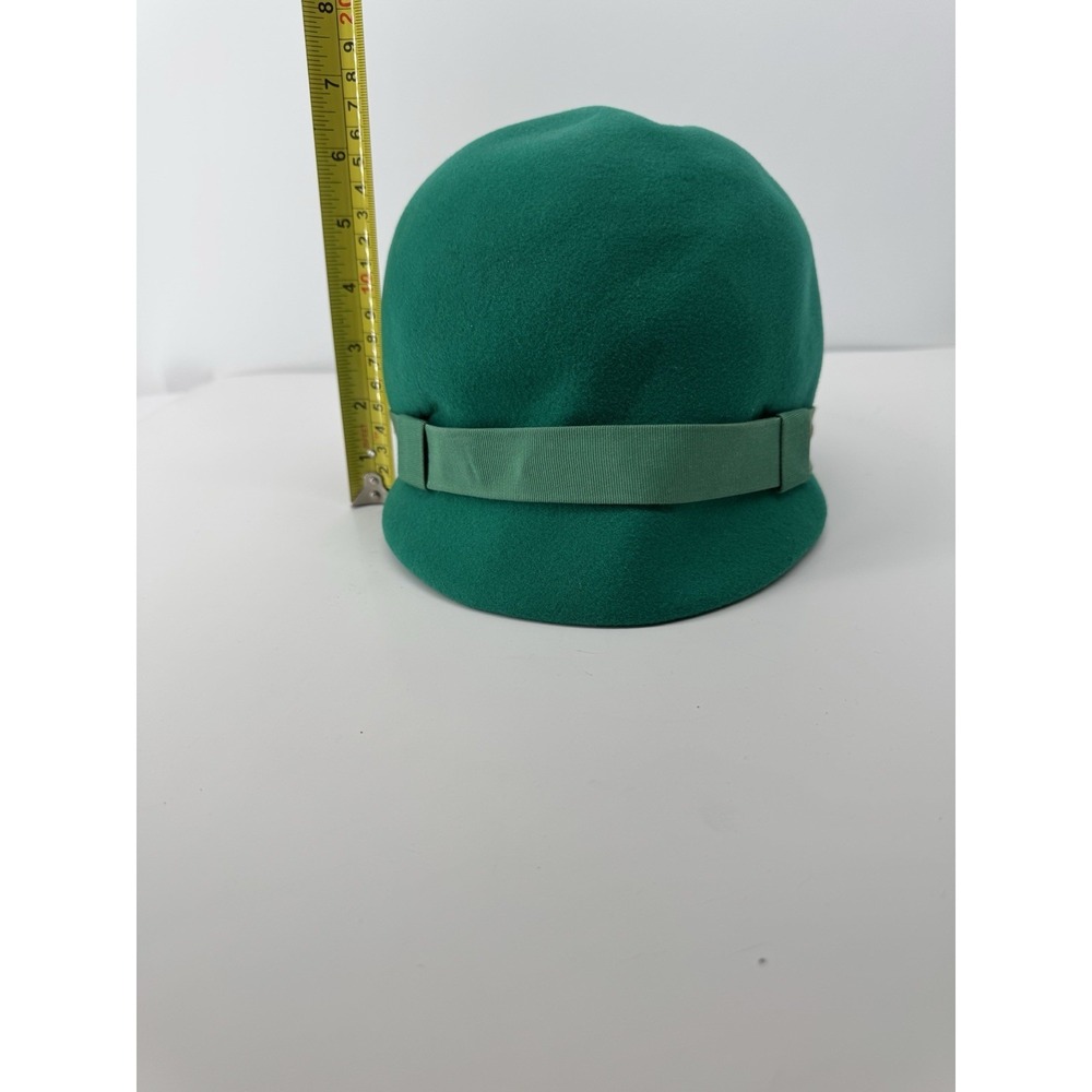 Vintage 60's Oleg Cassini Green Wool Cloche Hat Union Made Equestrian Chic - Picture 16 of 16